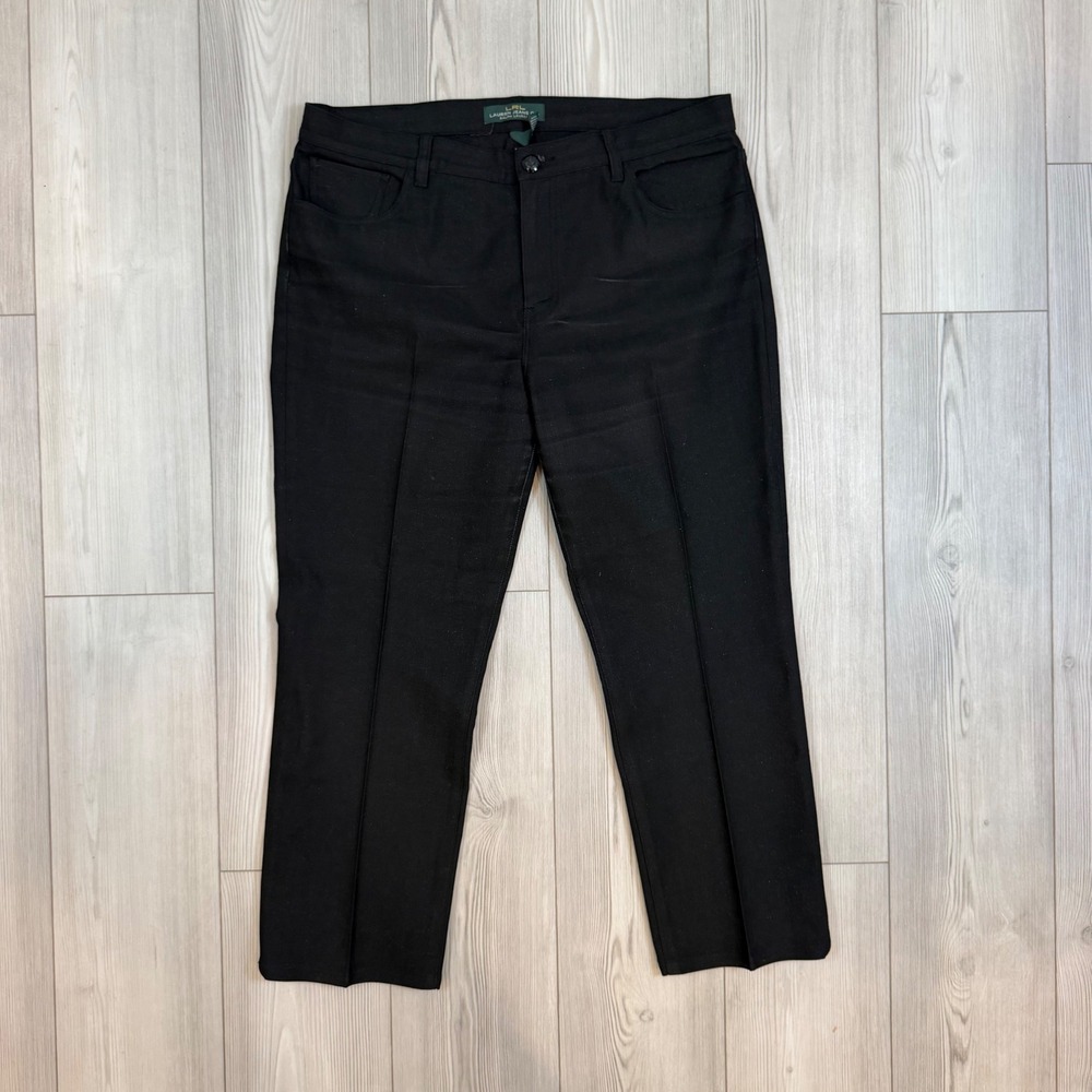 Lauren Ralph Lauren Black Straight Leg Jeans Gold Snake Embroidery Size 16 READ